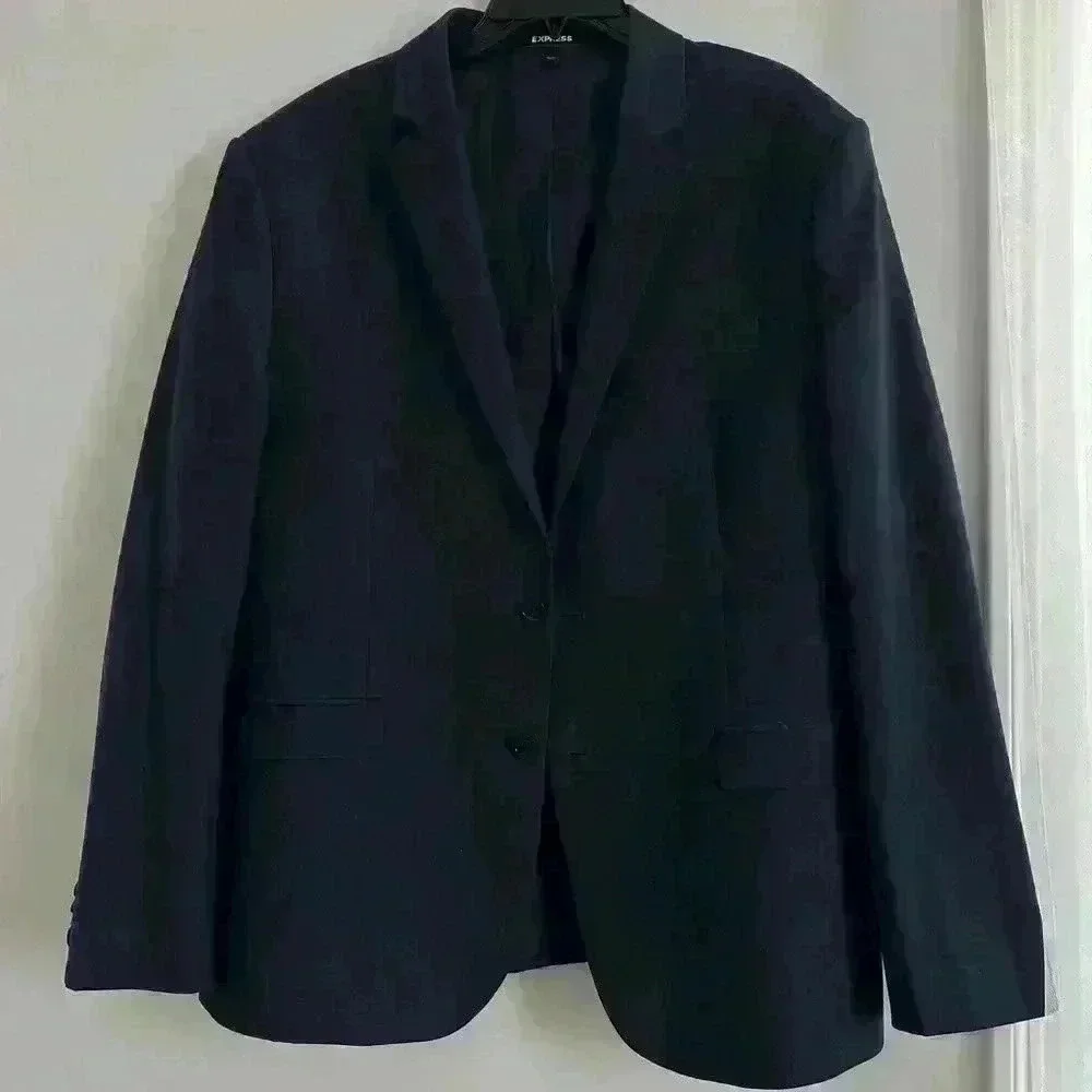 Express Classic Navy Wool-Blend Modern Tech Suit Jacket